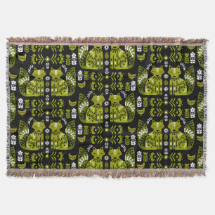 Farmhouse Cottage Folk Art Fox And Chicken Throw Blanket
