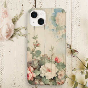 Farmhouse Cottage Rustic Floral on Barn Siding iPhone 14 Case