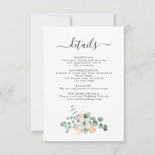 Farmhouse Cotton Eucalyptus Wedding Details Card