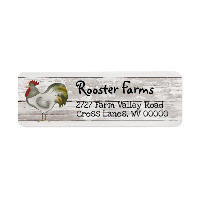 Farmhouse  Country  Address Label with Rooster Return Address Label (Front)