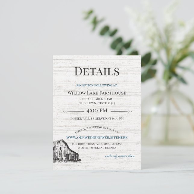 Farmhouse Country Barn Sketch Details Info Enclosu Enclosure Card (Standing Front)