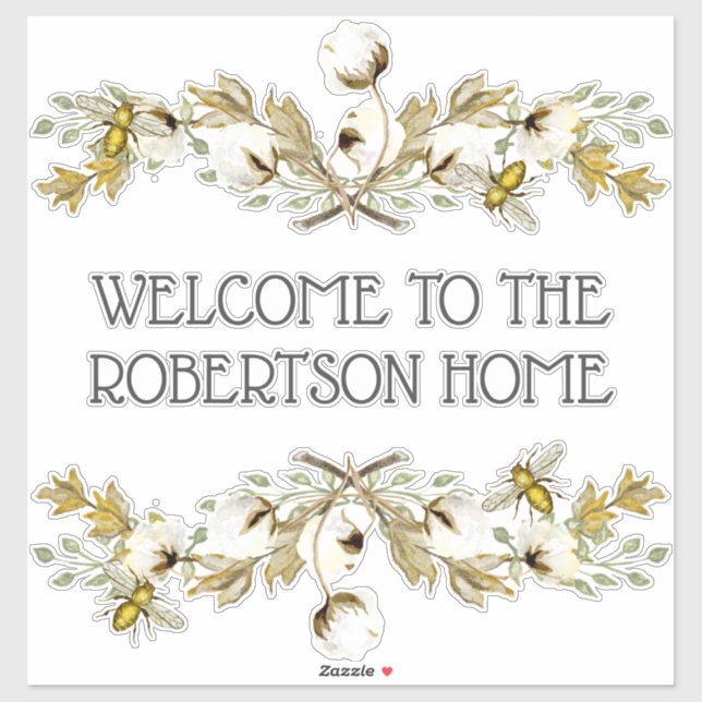 Farmhouse Country Bee w Cotton Welcome Family Name (Sheet)