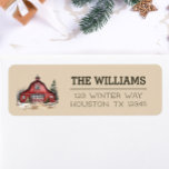 Farmhouse Country Christmas Custom Return Address Label<br><div class="desc">These return address labels feature a cosy country barn design on a neutral beige background. Easily customise using the personalisation feature. Perfect for sending Christmas cards and gifts.</div>