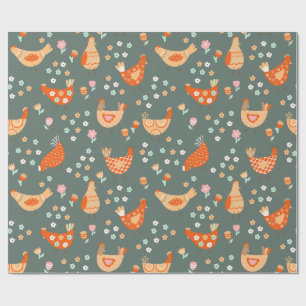 Farmhouse Country Folk Art Wrapping Paper