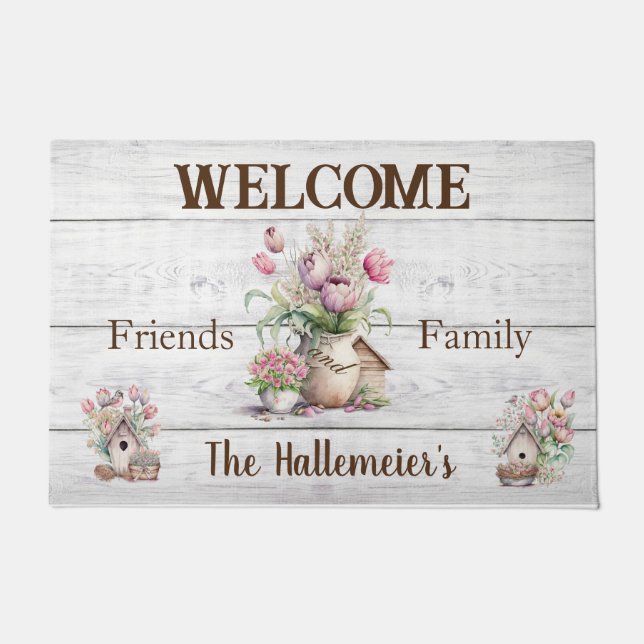Farmhouse Country Spring Welcome Doormat (Front)