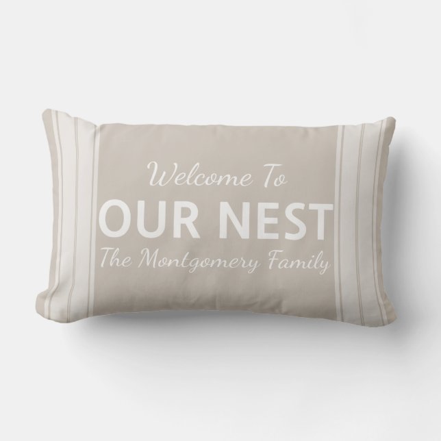 Farmhouse Country Welcome To Our Nest Family Name Lumbar Cushion (Front)