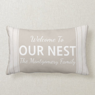 Farmhouse Country Welcome To Our Nest Family Name Lumbar Cushion