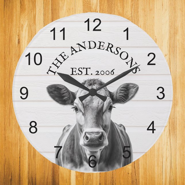 Farmhouse Cow wood Personalised  Large Clock (Creator Uploaded)