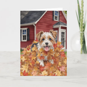 Farmhouse Dog Watercolor Autumn Card