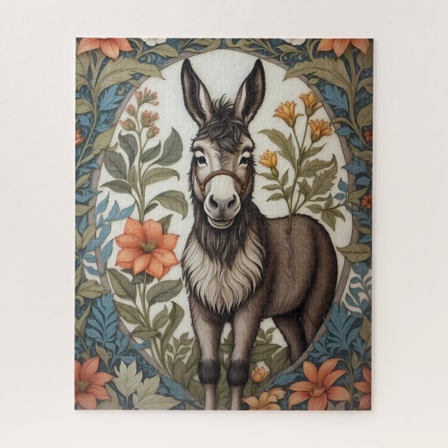 Farmhouse Donkey William Morris Inspired  Jigsaw Puzzle (Vertical)