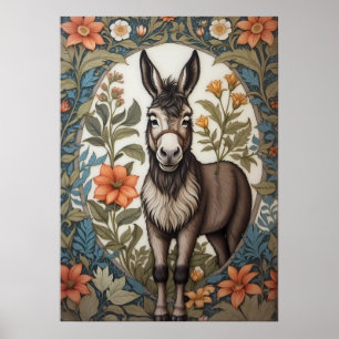 Farmhouse Donkey William Morris Inspired  Poster