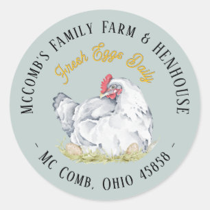 Farmhouse Egg Carton Label Hen with Eggs