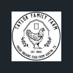 Farmhouse Eggs Family Farm Vintage Round Chicken   Rubber Stamp<br><div class="desc">Organic Eggs Family Farm Vintage Rustic Chicken for your farmhouse production,  hand drawn by me. Round shape</div>