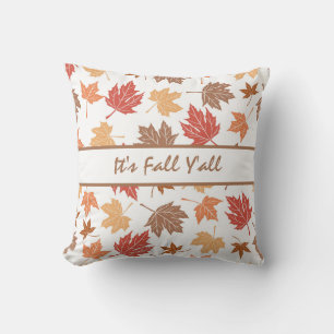 Farmhouse Fall Decor with Leaves Pattern Cushion