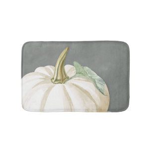 Farmhouse fall white pumpkin bath mat