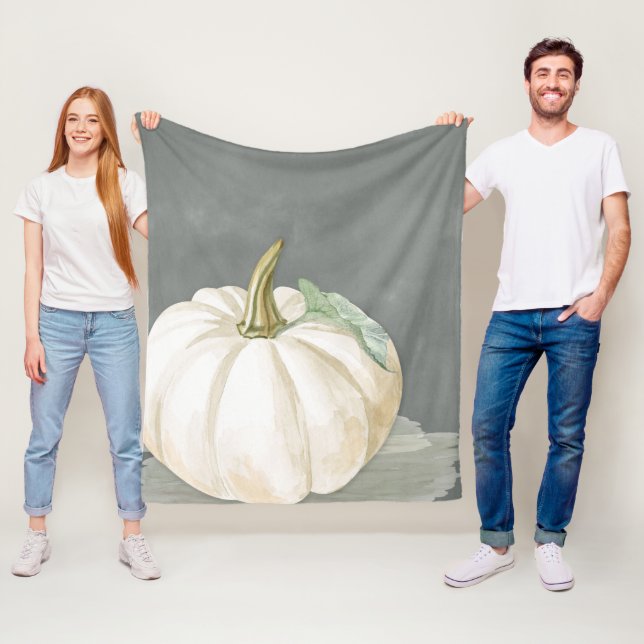 Farmhouse fall white pumpkin fleece blanket (In Situ)