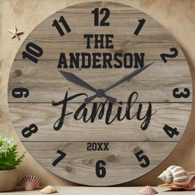 Farmhouse Family Name & Established Year Large Clock (Creator Uploaded)