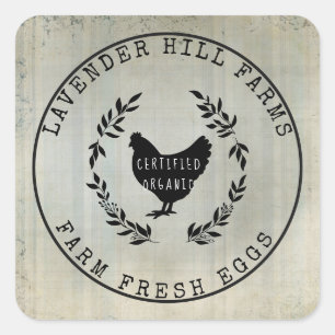 Farmhouse Farm Fresh Eggs Chicken Egg Carton  Square Sticker