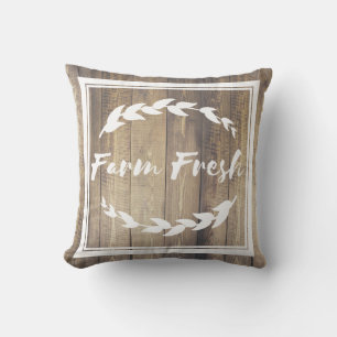 Farmhouse Farm Fresh Sprigs Barn Wood Cushion