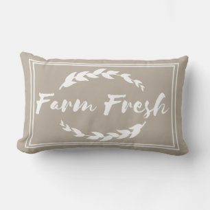 Farmhouse Farm Fresh Sprigs Taupe Lumbar Cushion