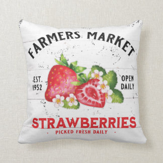 FARMHOUSE FARMERS MARKET STRAWBERRY STRAWBERRIES CUSHION