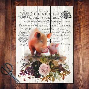 Farmhouse Floral Duroc Pigs Tissue Paper