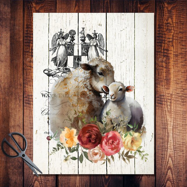 Farmhouse Floral Merino Sheep Tissue Paper (Creator Uploaded)