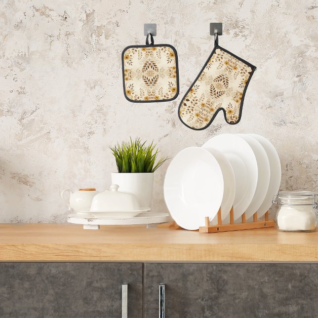 Farmhouse Floral Oven Mitt & Pot Holder Set (Creator Uploaded)