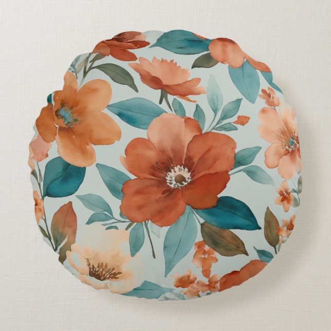 Farmhouse floral  round cushion (Front)