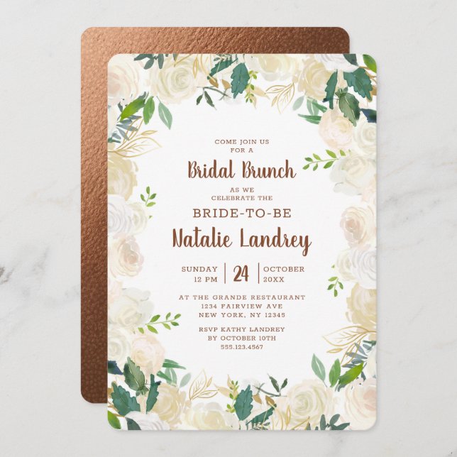 Farmhouse Fresh Rustic Chic Bridal Brunch Shower Invitation (Front/Back)