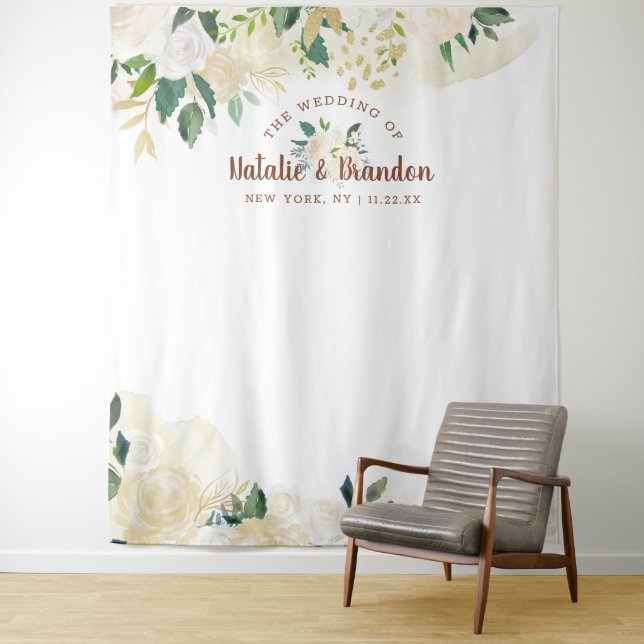 Farmhouse Fresh Rustic Chic Photo Booth Backdrop Tapestry (In Situ)