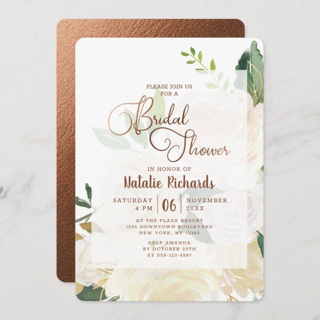Farmhouse Fresh Rustic Chic Wedding Bridal Shower Invitation (Front/Back)