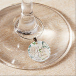 Farmhouse Fresh Rustic Country Mother of the Groom Wine Charm<br><div class="desc">Farmhouse Fresh Rustic Country Floral Watercolor Lush Flower Design with greenery, Vines, Leaves, Foliage, and copper foil accents. Subtle soft colours of ivory, white, blush pink, and butter yellow. A cottage chic look perfect for a spring, summer, or fall wedding at your homestead, farm, or barn venue. A classic shabby...</div>