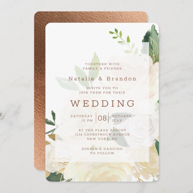 Farmhouse Fresh Rustic Fall Vintage Framed Wedding Invitation (Front/Back)