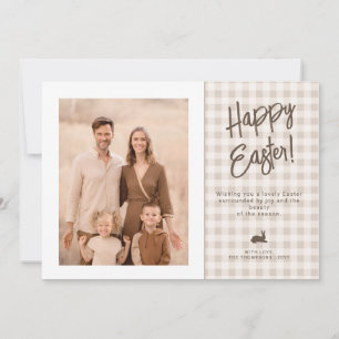 Farmhouse Gingham And Bunny Easter Family Photo Card