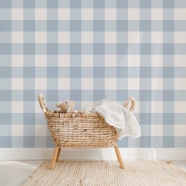Farmhouse Gingham Dusty Blue Wallpaper (Creator Uploaded)