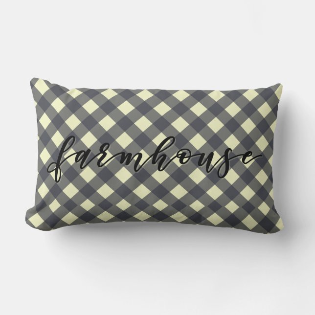 FARMHOUSE GINGHAM LUMBAR CUSHION (Front)