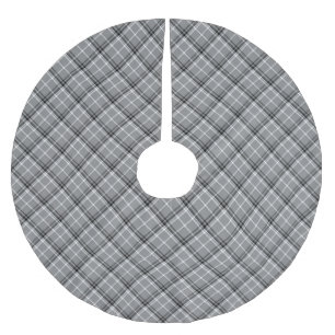 Farmhouse grayscale plaid diagonal pattern country brushed polyester tree skirt