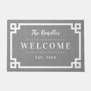 Farmhouse Greek Key Family Monogram Doormat