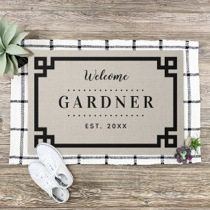 Farmhouse Greek Key Family Monogram Doormat
