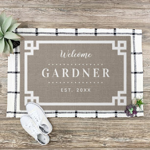 Farmhouse Greek Key Family Monogram Doormat