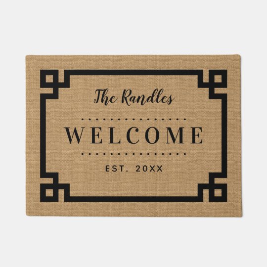 Farmhouse Greek Key Family Monogram Doormat Zazzle Com Au