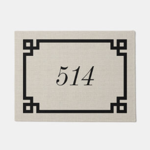 Farmhouse Greek Key Personalised Address Number Doormat