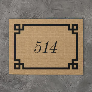 Farmhouse Greek Key Personalised Address Number Doormat