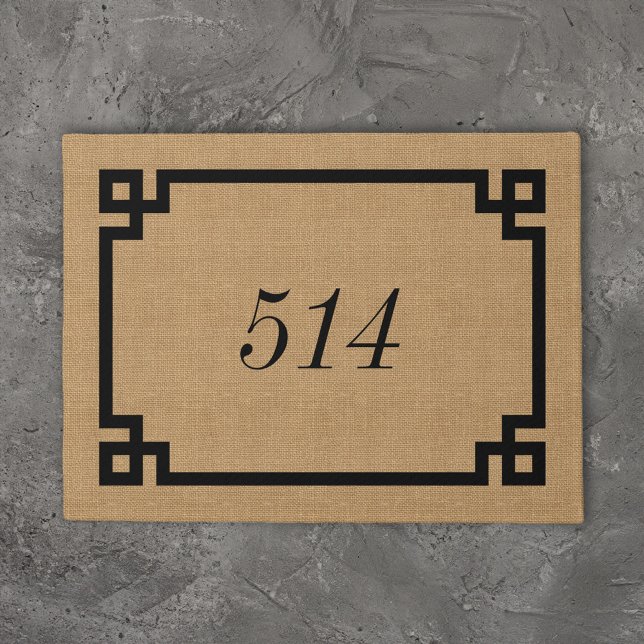 Farmhouse Greek Key Personalised Address Number Doormat (Creator Uploaded)