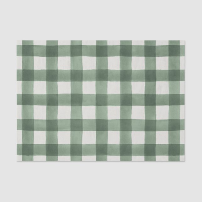 Farmhouse Green & White Buffalo Plaid Tissue Paper (Front)
