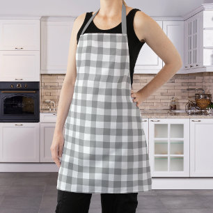 Farmhouse Grey Buffalo Check Plaid Rustic Apron