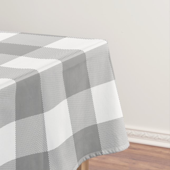 Farmhouse Grey Buffalo Check Plaid Rustic Tablecloth (In Situ)