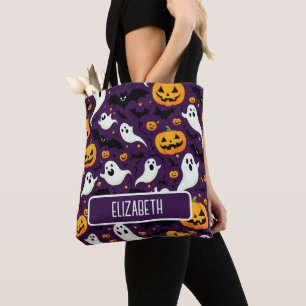 Farmhouse Halloween Bats Pumpkin Ghost Party Tote Bag