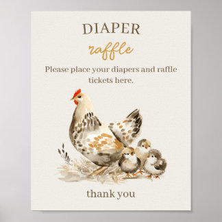 Farmhouse Hen Diaper Raffle Poster